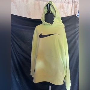 Nike Hoodie Womens XL  lemon GREEN TOP  Cropped Black Logo Sweatshirt Pullovers